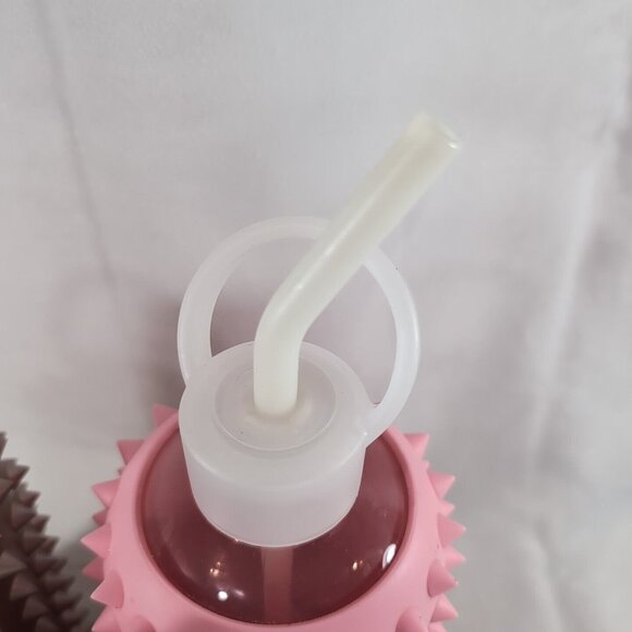 3 BKR Spiked Glass Bottle Prenup Big 1L 500ml Straws Rose Gold Pink Baker Miller - Picture 7 of 13